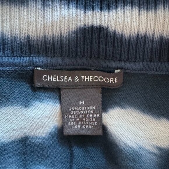 Chelsea & Theodore Long Navy/White Striped Tie Dye Cardigan Sz M #05 - Picture 4 of 4